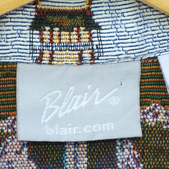 ADORABLE BLAIR Lighthouse Tapestry Blazer Women's Size L Costal Navy Nautical - Picture 5 of 6